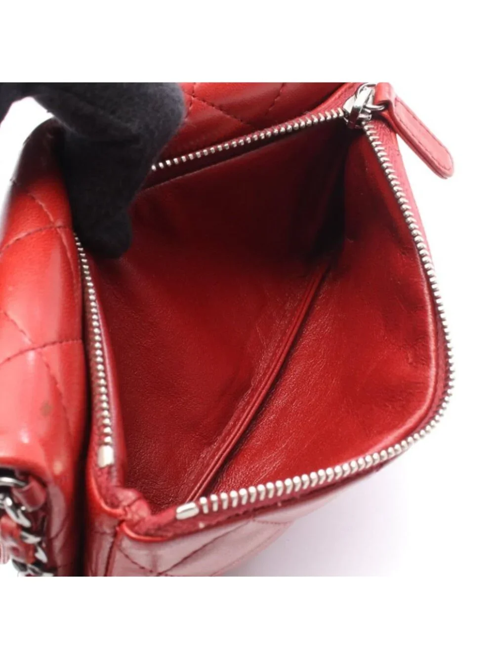 Chanel Shoulder Bag Quilted Small Chain Red Lambskin